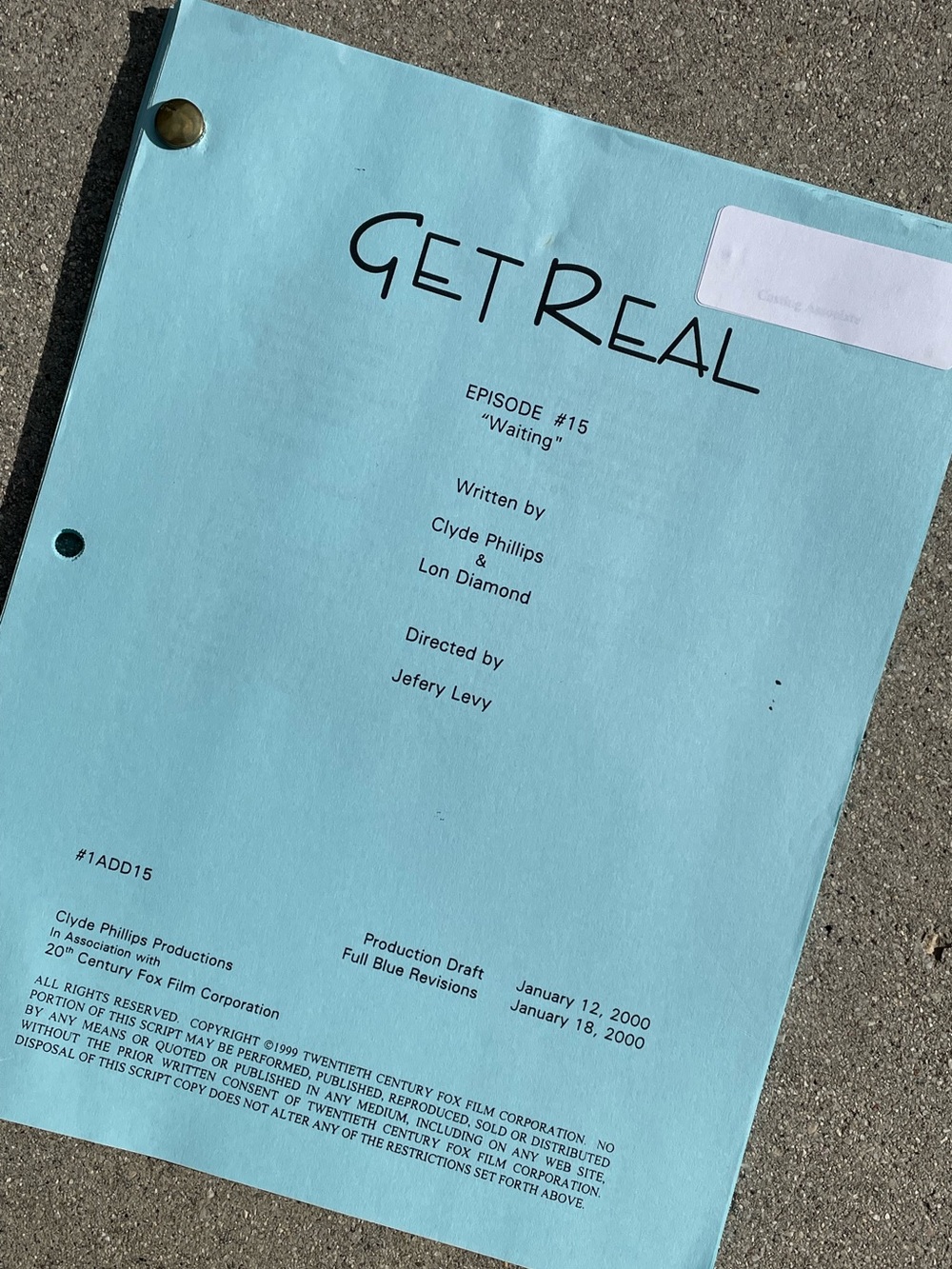 Get Real 90s TV Series Anne Hathaway Jesse Eisenberg Production Used Script 15